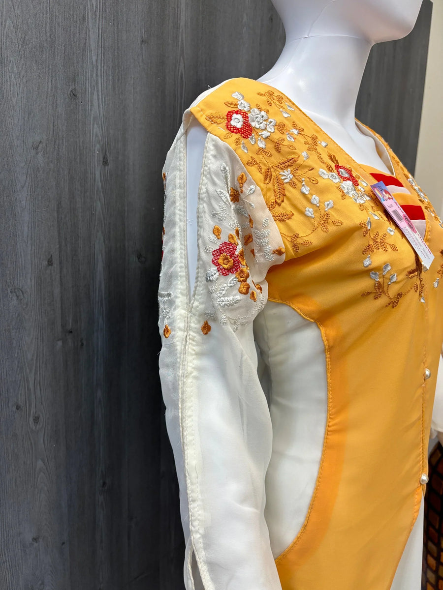Half white Kurti with Embroidery work Size 36