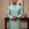Mens kurta - Mint Green With Beautiful Embroidery