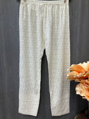 Half White Color Chikankari Pants- fits M size