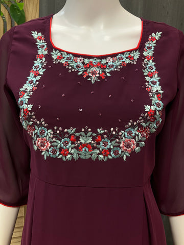 Purple Georgette Kurti /Frock Style- Size 36/US XXS