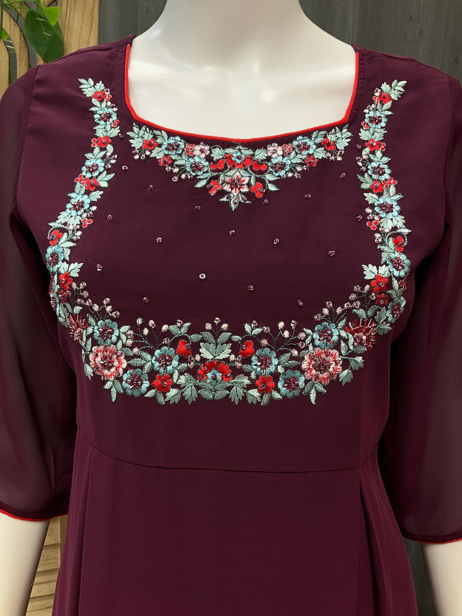 Purple Georgette Kurti /Frock Style- Size 36/US XXS