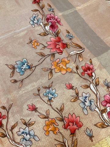 Tissue saree with applique work