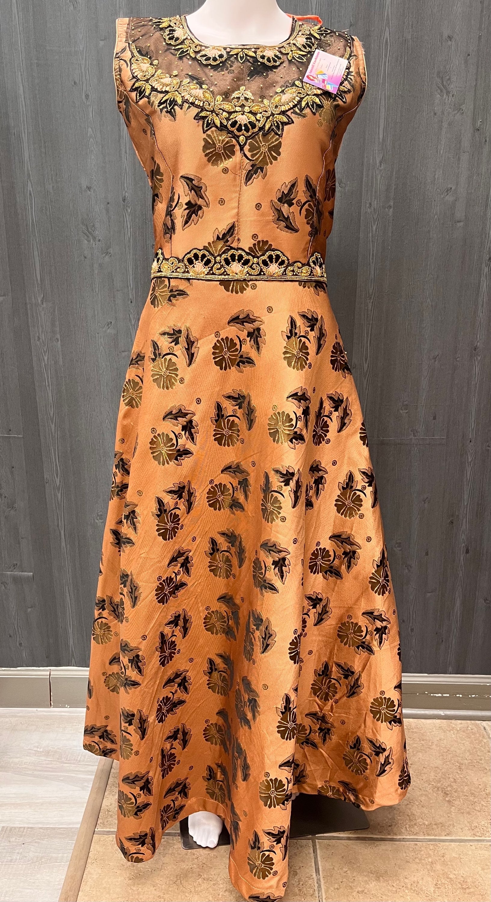 Size 40/US S-Indian Party Dresses - Orange Party Wear Kurti image 0