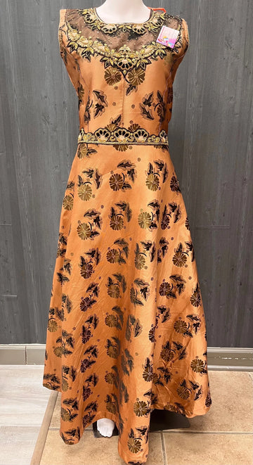 Orange Party Wear Kurti Size 40 - Intricate Work Design