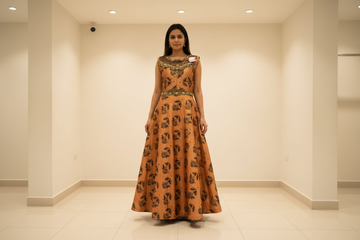 Orange Party Wear Kurti Size 40 - Intricate Work Design