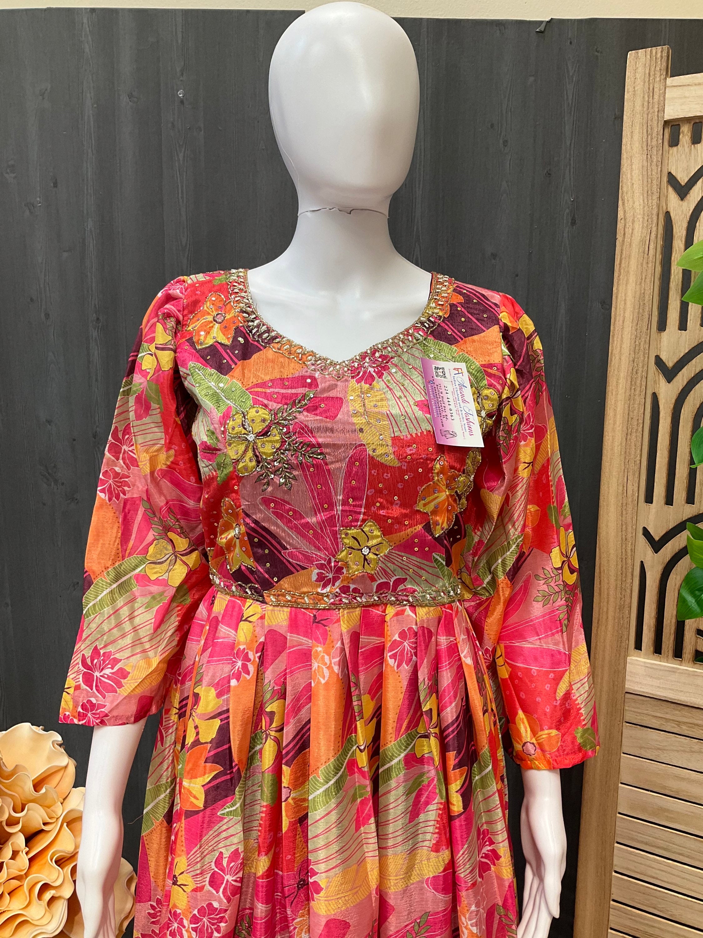 Floral Print Party Wear long dress image 2