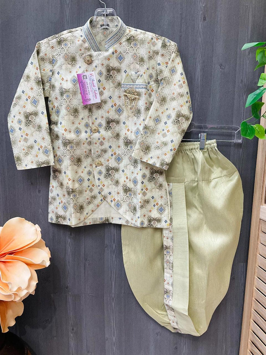 Boys Dhoti Set with Digital Print Size 0 to 5 - Kids Ethnic Wear