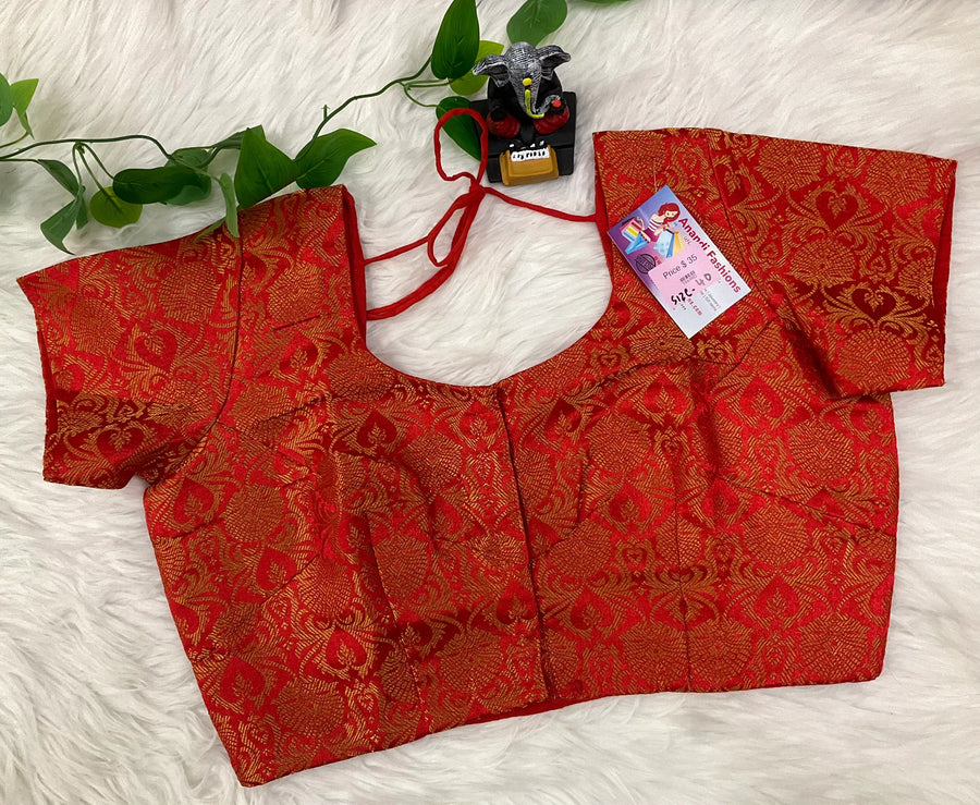 Blouses for Women - Red Brocade blouses Size 38/40/42