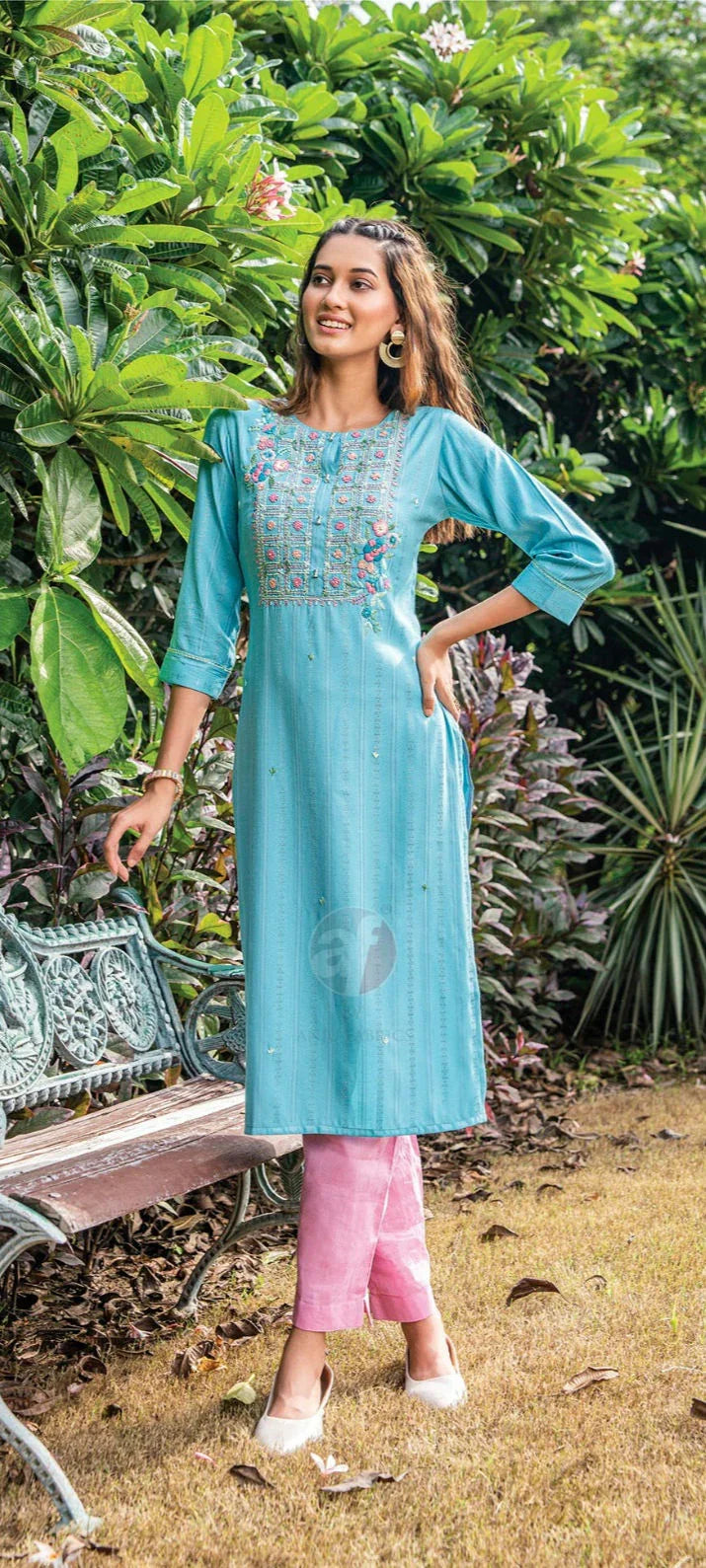 Rayon Kurti - Stylish and Elegant Rayon Embroidery Work Kurtis