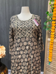 Plus Size Pure Cotton Anarkali Kurti with Print