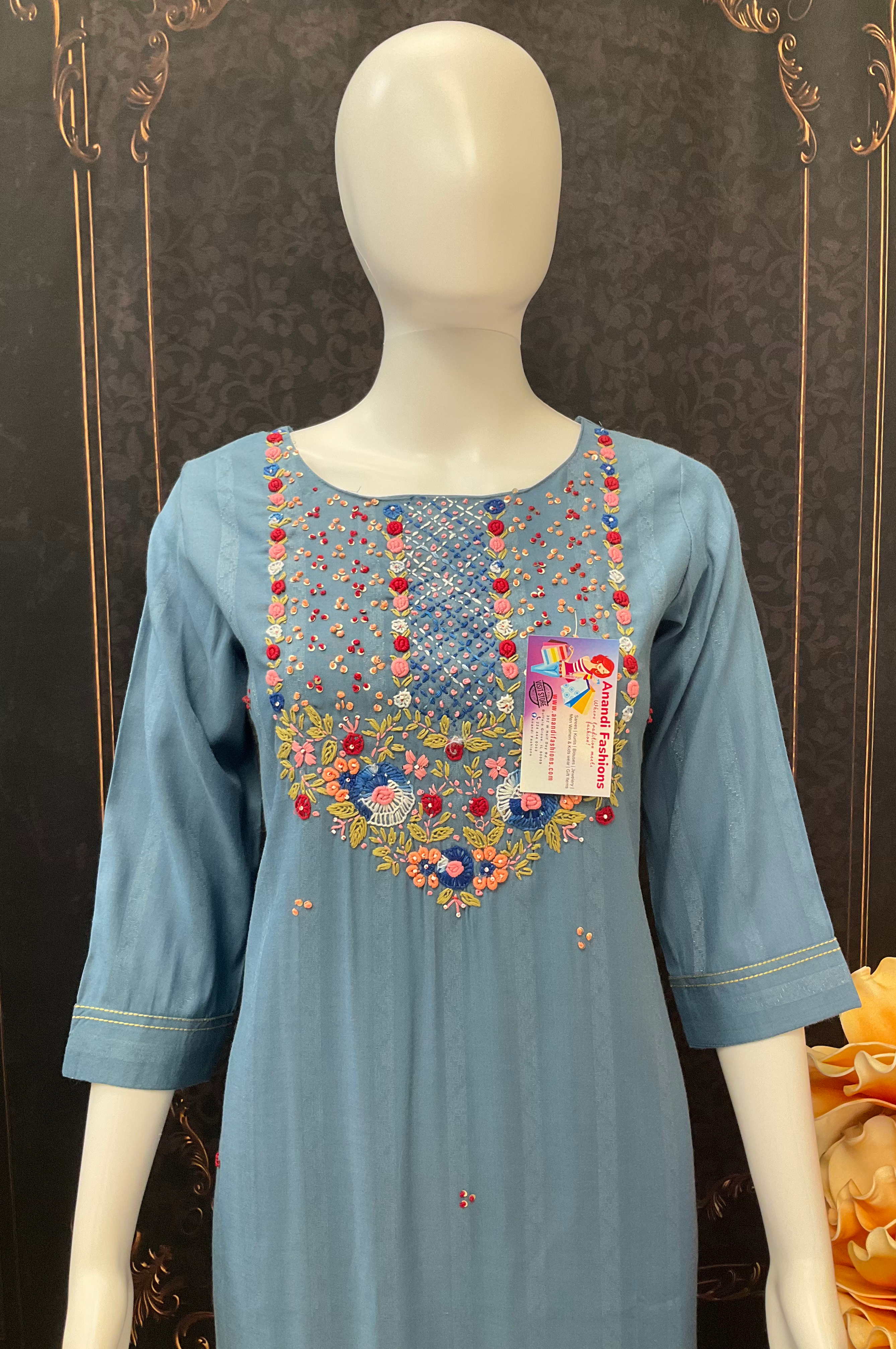 Rayon Kurti - Latest Rayon Soft Kurti with Embroidery work image 3