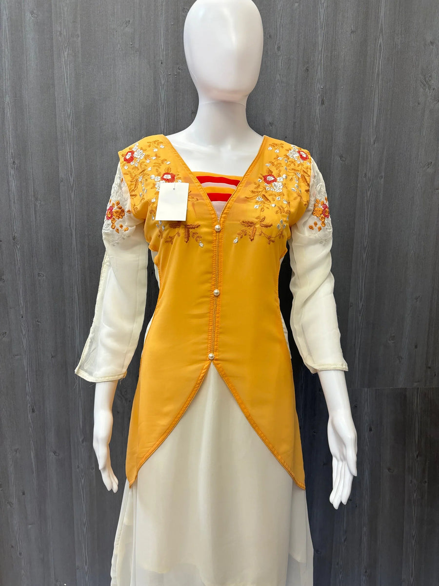 Half white Kurti with Embroidery work Size 36