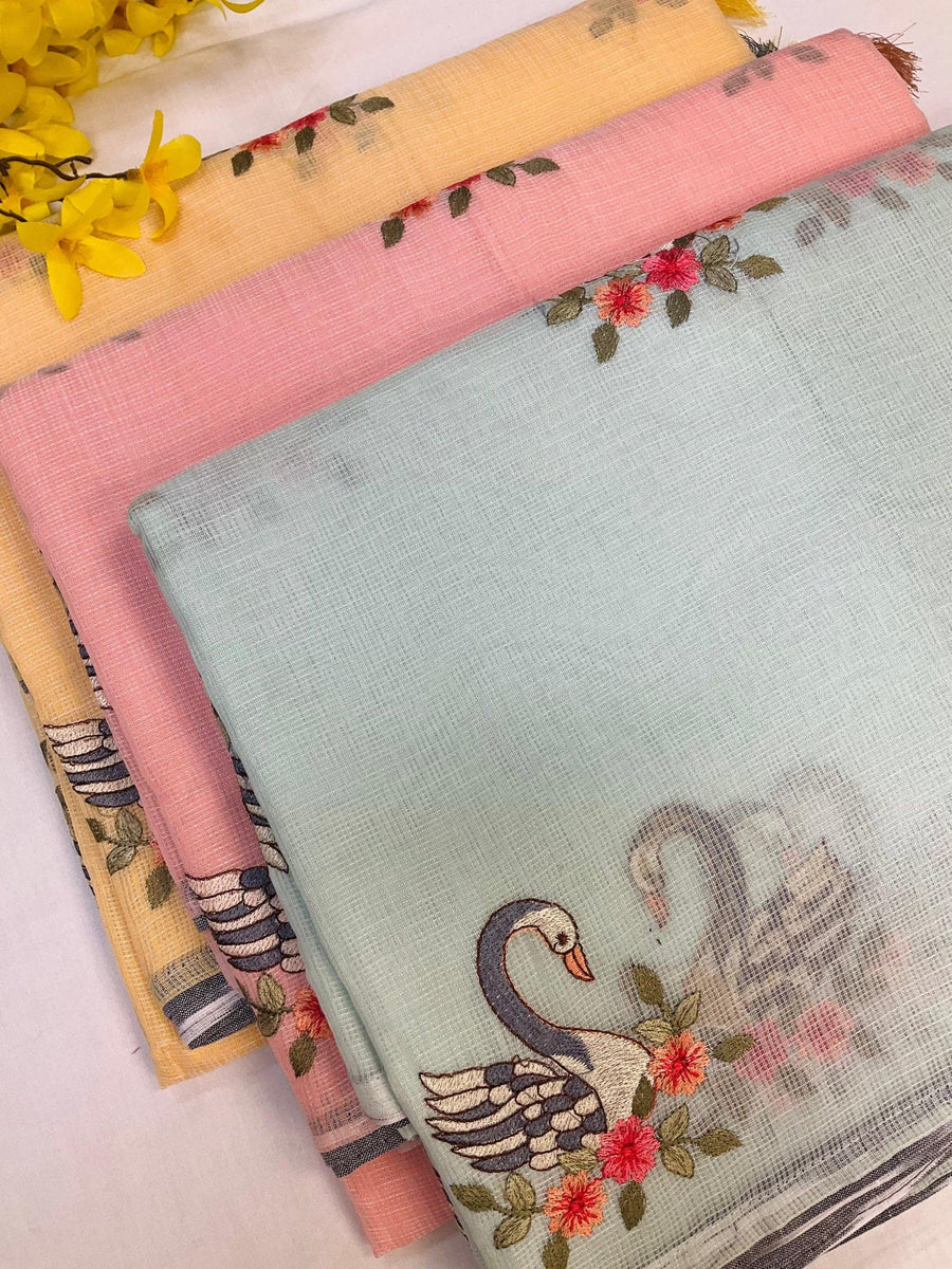 Super net sarees with Swan Design