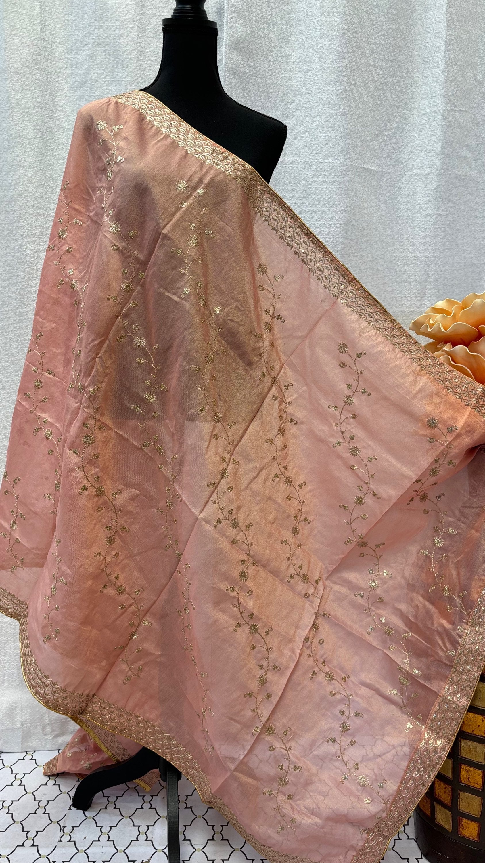 Dupatta for Women - Elegant Shimmery Zari work Dupattas image 3