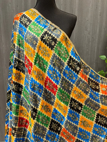 Multicolor Chinon Dupatta