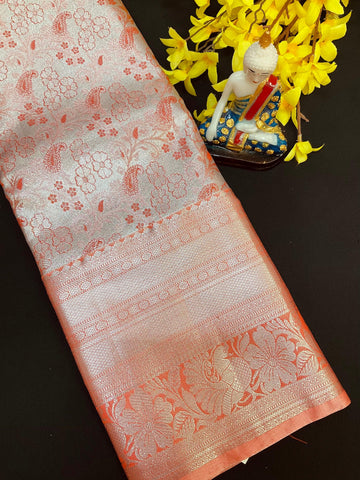 Orange- Semi Silk kanjeevaram saree