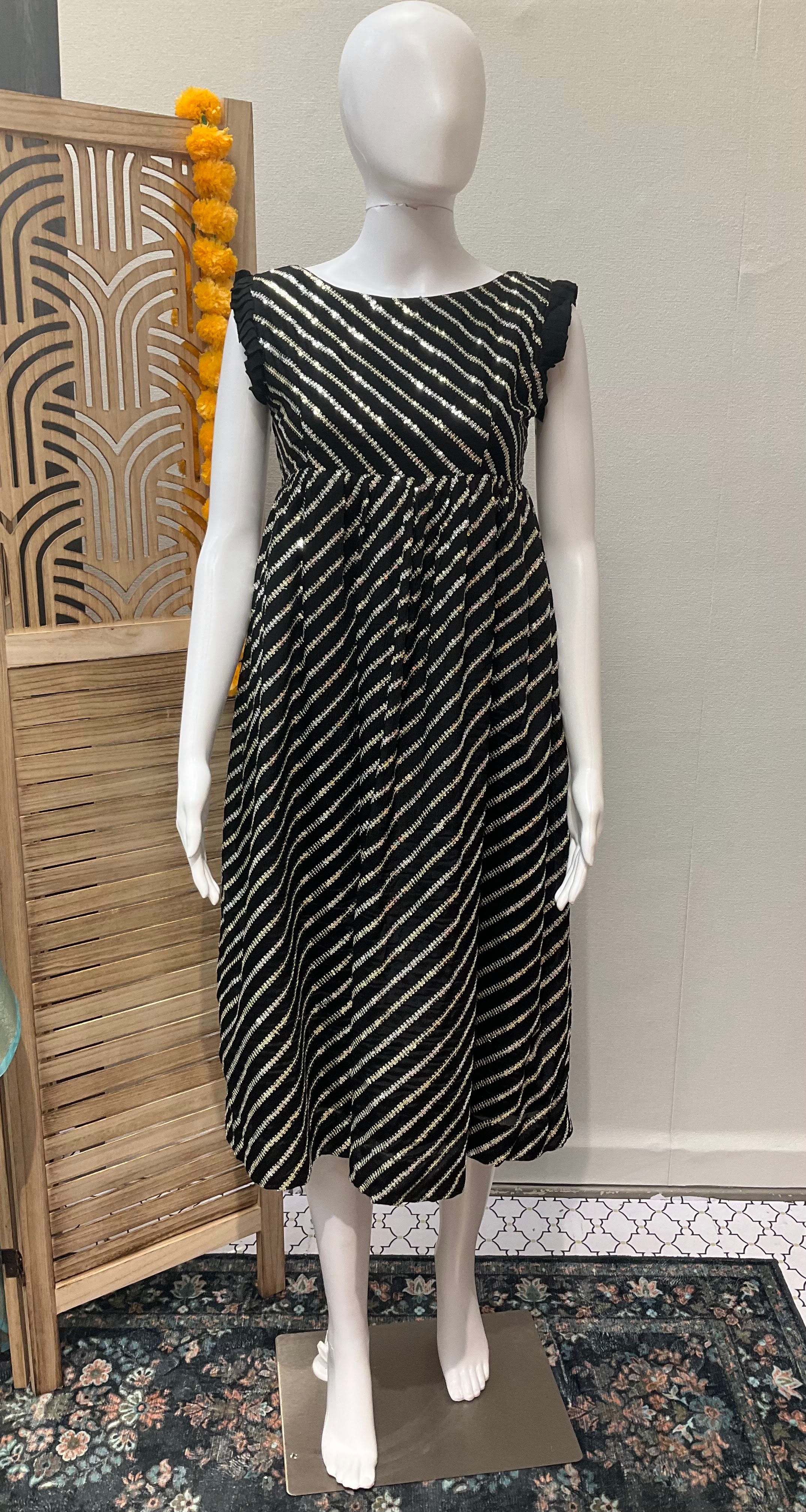 Teen Size 40- Black Party Wear Frock with Sequence work image 0