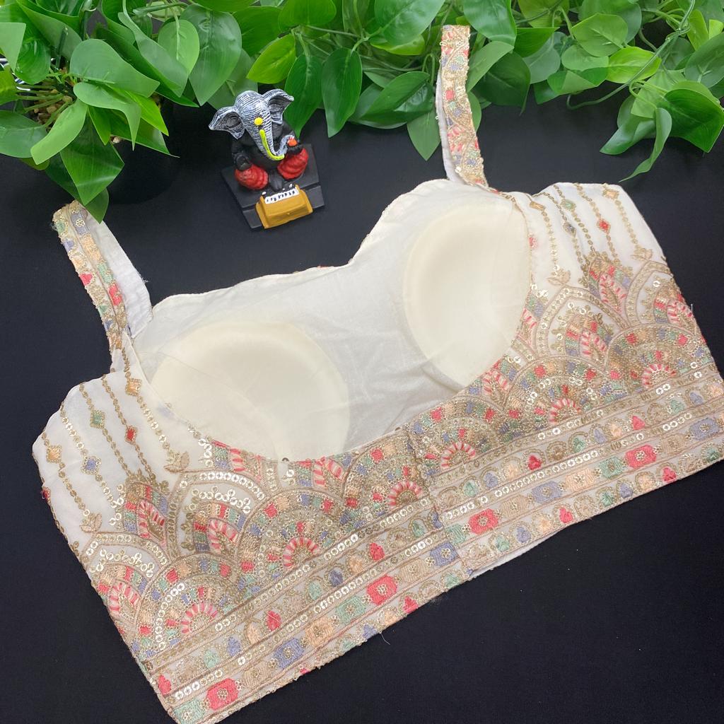 Beautiful Half white Noodle Strap sleeveless blouse with work image 2