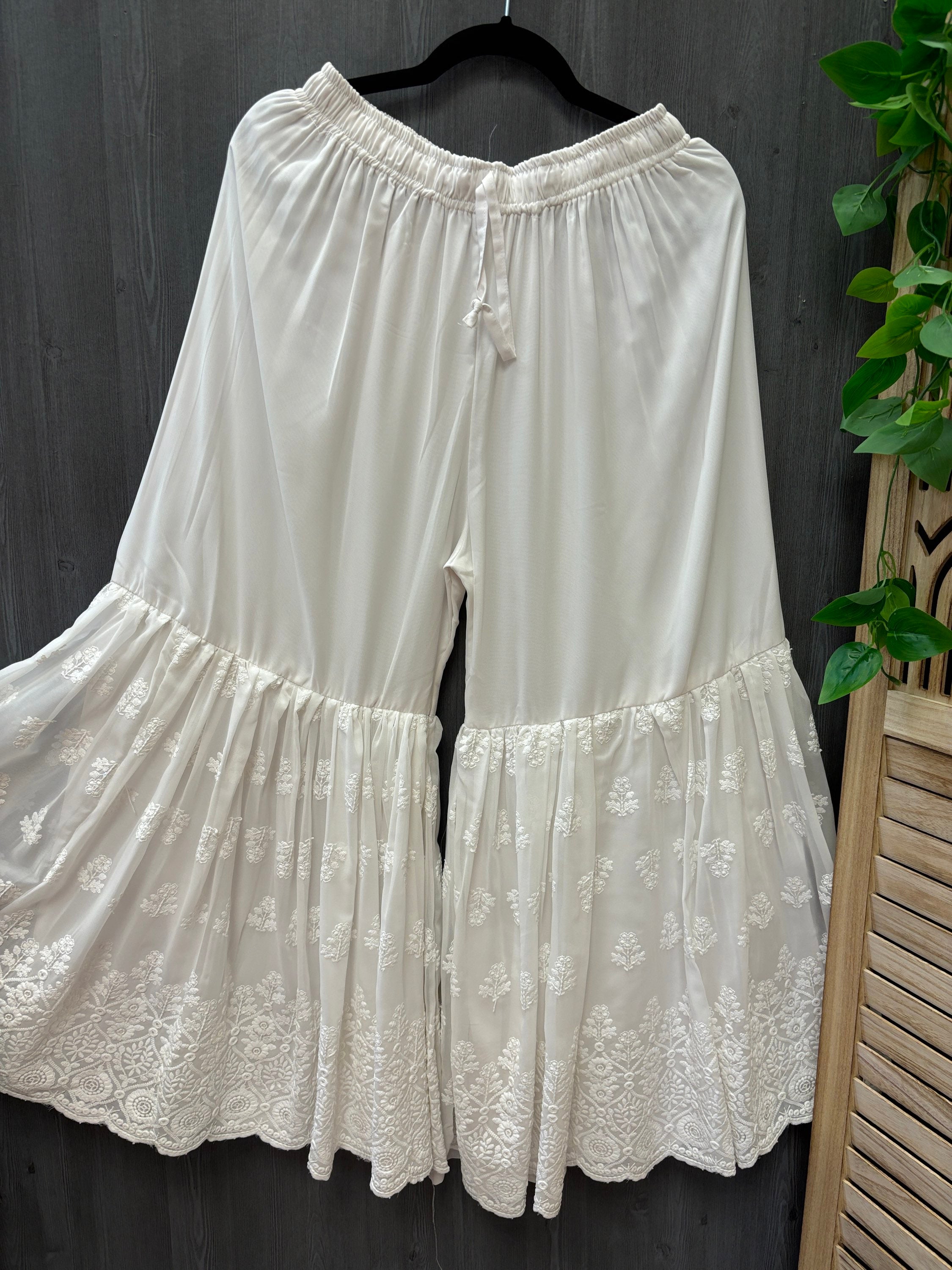 Premium Quality -White Georgette Sharara with Chikankari work image 0