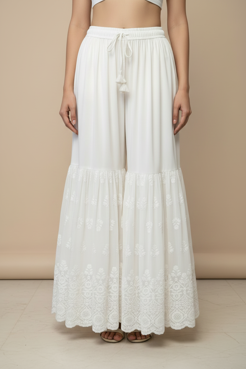 Quality White Georgette Sharara with Chikankari Work Sharara Set