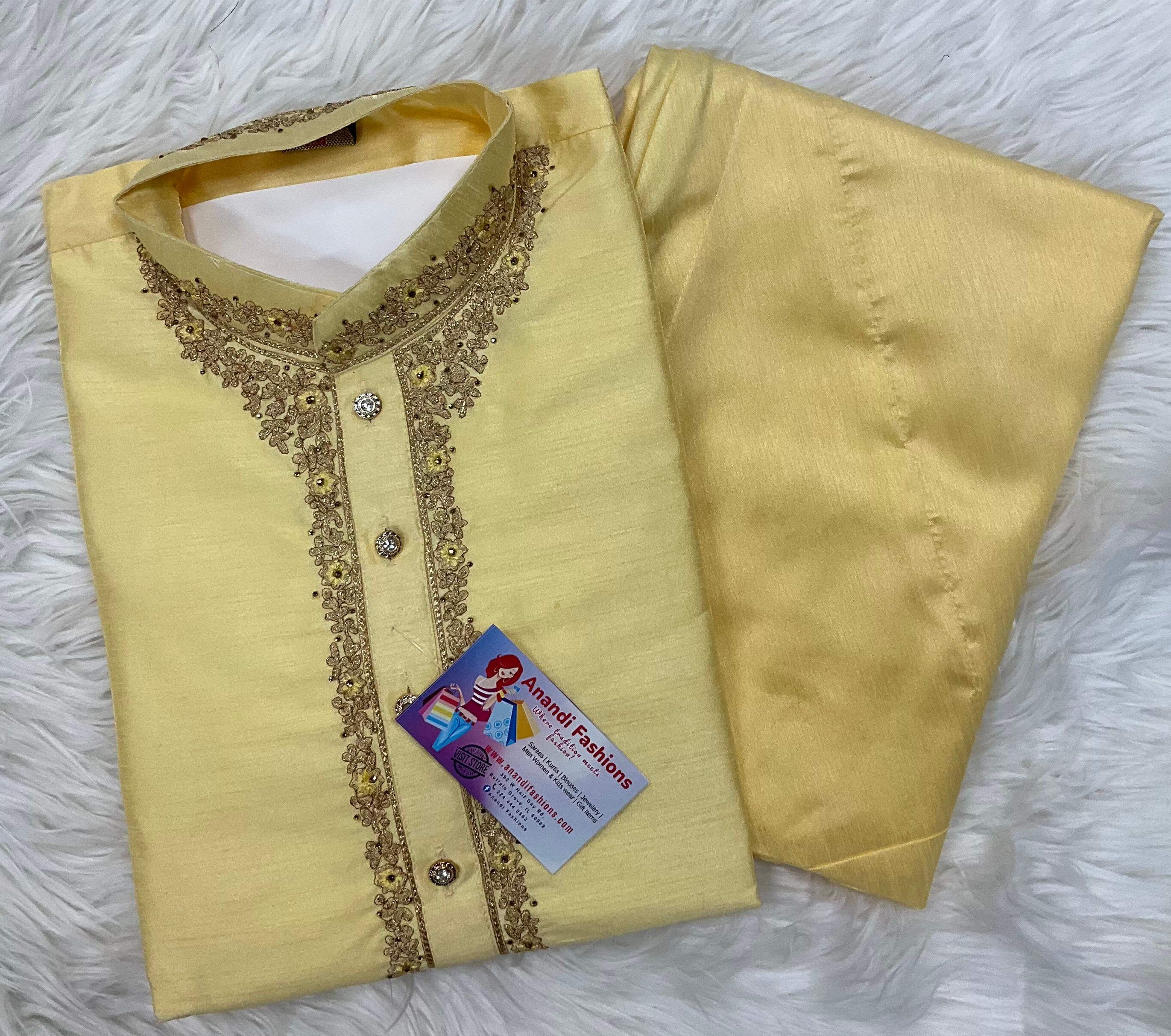 kurta pajama for men - Vibrant Colors Silk Mens Kurta with Embroidery image 1