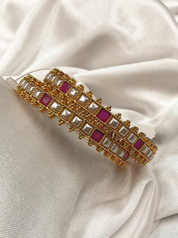 Bangles Of India - Red Pearl Bangles (pair)