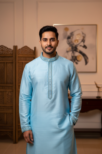 Kurta for Men - Elegant Silk Kurta Pajama Set for Men 42/46