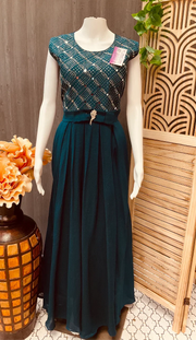 Long Party Wear Dress - Elegant Ethnic Gown for Special Occasions