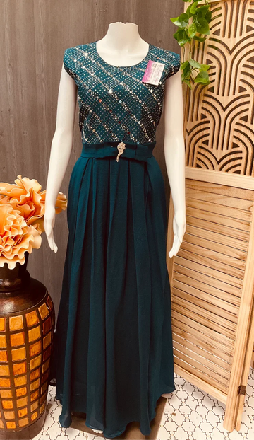 Long Party Wear Dress - Elegant Ethnic Gown for Special Occasions