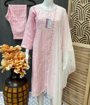 Elegant Pastel Color Chikankari Kurti Set - Traditional Embroidery