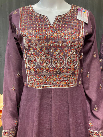 Long Sleeve Dress - Premium Quality Purple Dress with Embroidery - Size 40/US S