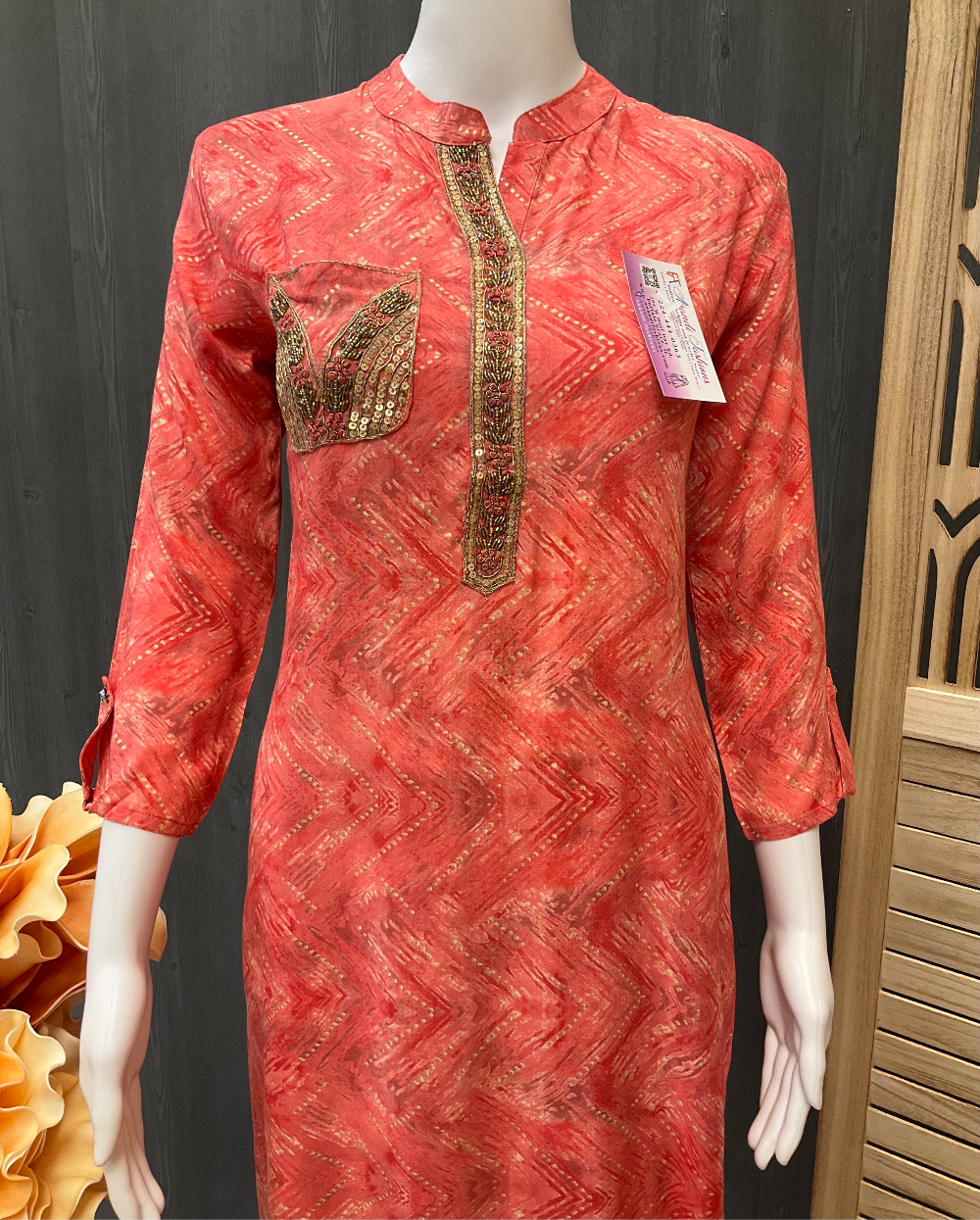 Rayon Kurti set with Afghani pants image 1