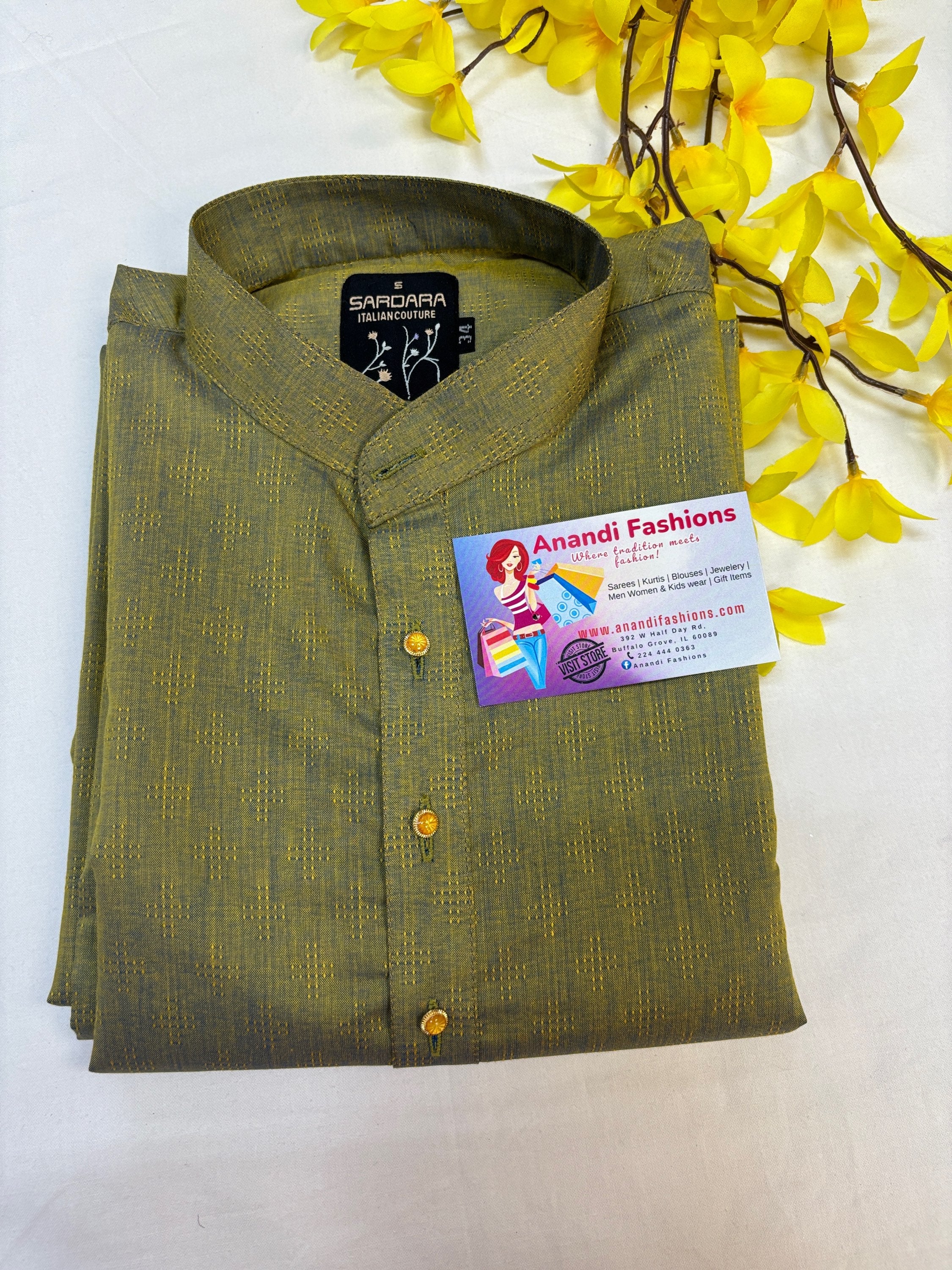 Pure cotton Kurta for Boys- Beautiful and Simple Green Kurta- Size 34 image 1