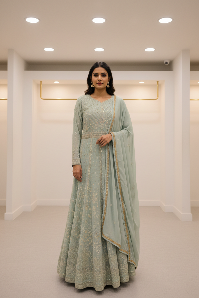 Dress with Floor Length and Long Sleeves