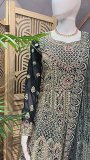 Heavy Embroidered with Peplum Top Sharara Set