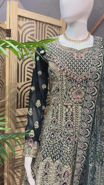 Heavy Embroidery Work Sharara set with Peplum Top