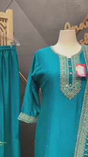 Blue Plus size Party Wear Kurti set