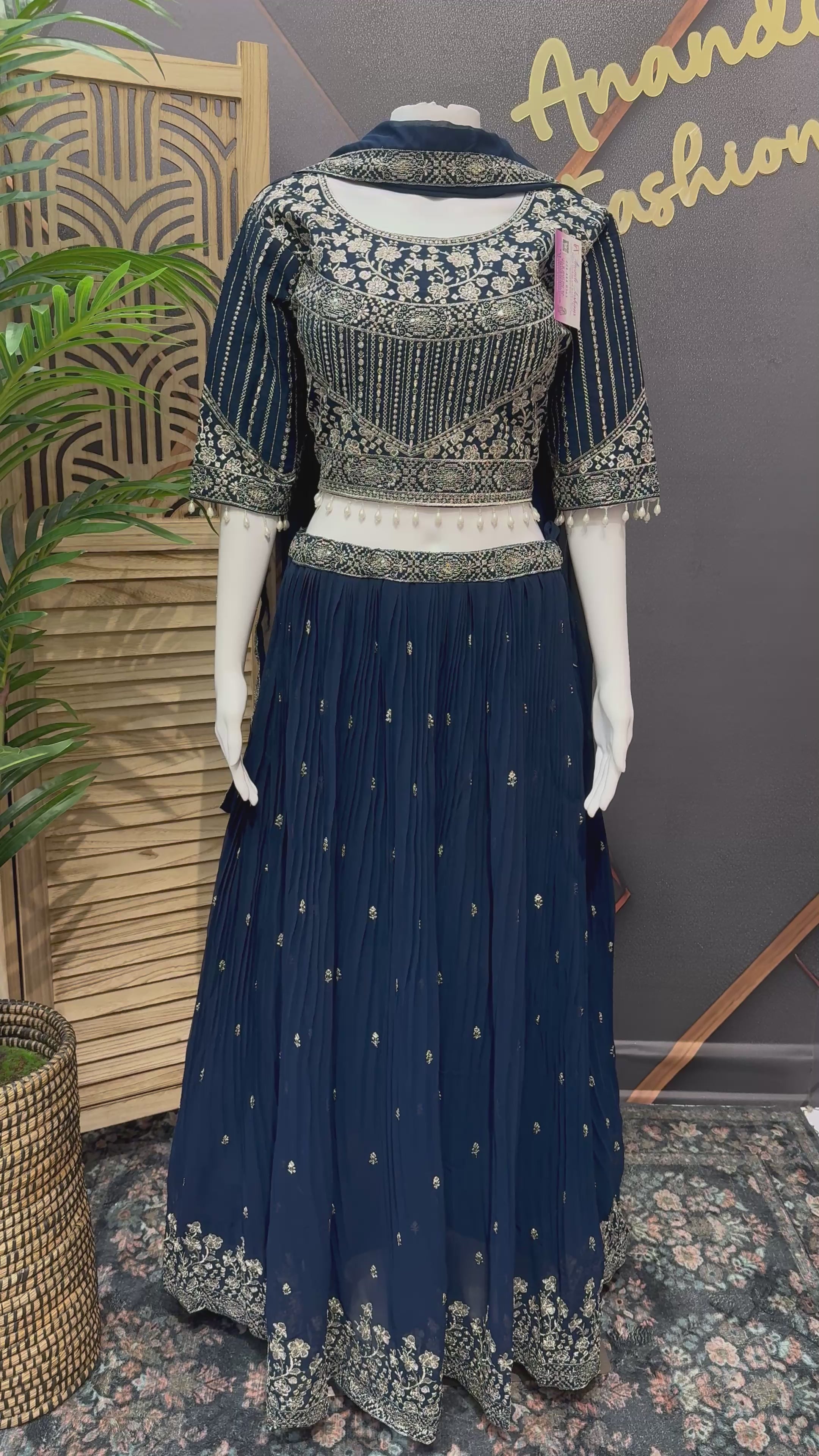 Teal Blue Color- Party Wear Lehenga Set- Size 38