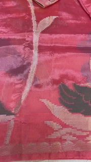 Peach color Paper Silk Saree with stitched blouse
