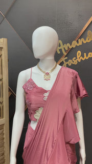 Onion Pink Ready to wear Saree