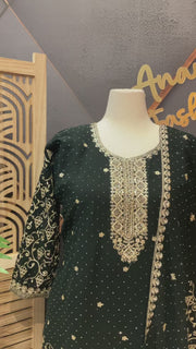 Plus Size Party Wear Green Sharara set