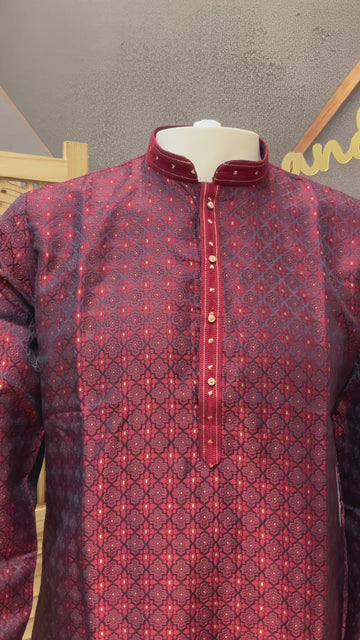 Maroon Color - Party Wear Mens kurta set