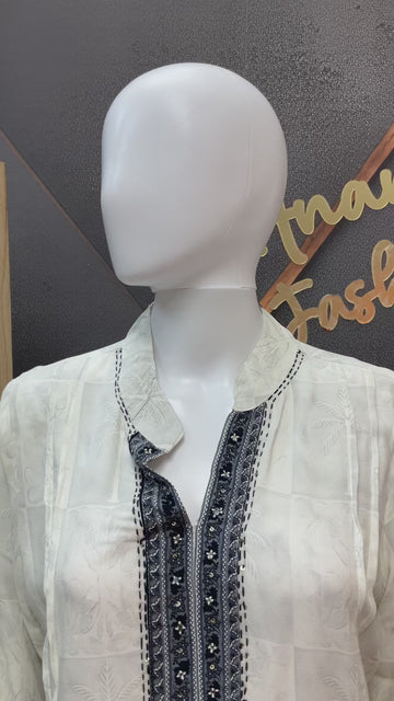 Half White - Rayon Short Kurti