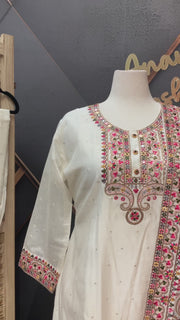 Plus Size Half White Party Wear Kurti set