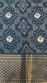 Traditional Look Teal Blue Crape Silk Saree