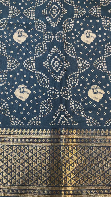Traditional Look - Teal Blue Crape Silk Saree