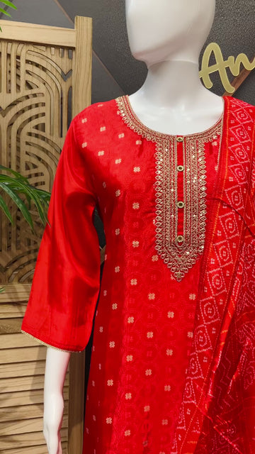 Premium Party Wear Benarasi Kurti set