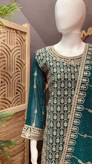 Peacock Green Party Wear Sharara set