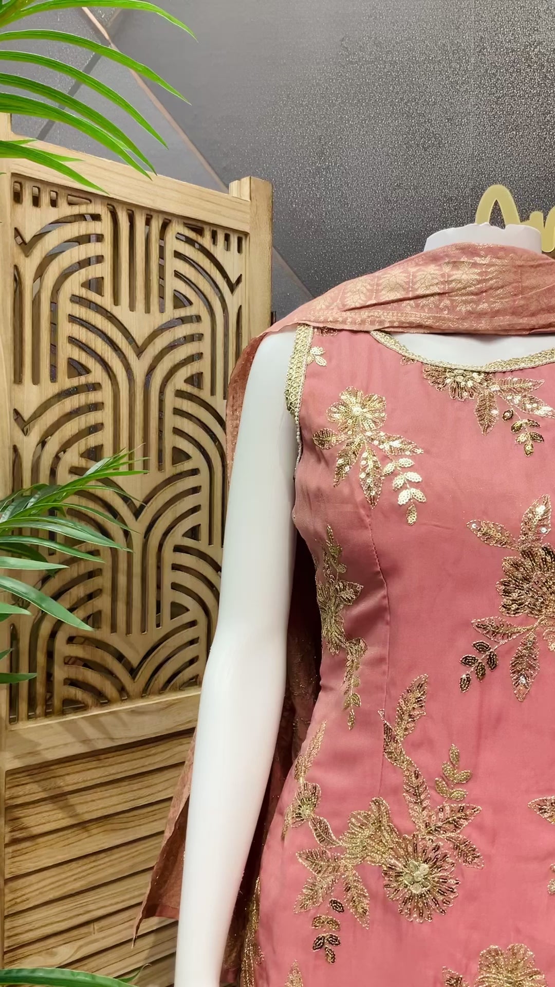 Party Wear Sharara Set Size 36 - Gold Zari Embroidery Work