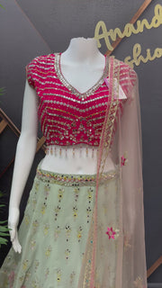Georgette Lehenga Set with Floral Embroidery